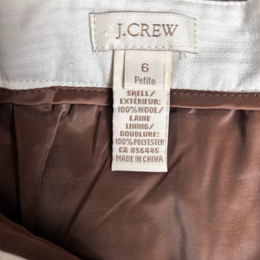 J. Crew 100% Wool No. 2 Pencil Skirt in Brown Plaid Pattern size 6 Petite - Picture 3 of 6